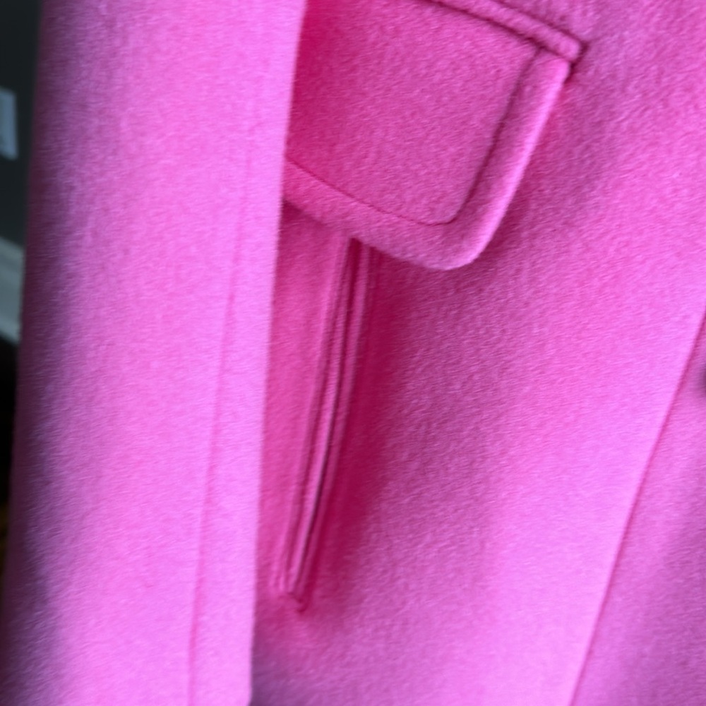 Balmain pink Barbie coat overcoat double breasted blazer gold button sz 38 $3695 - Picture 11 of 12